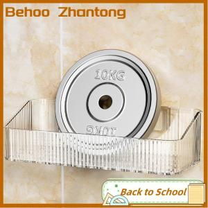 Behoo ชั้นเก็บของเครื่องสำอางติดผนังชั้นวางของติดผนังชั้นวางของพลาสติกติดผนังแบบไม่ต้องเจาะรูอุปกรณ์ในห้องน้ำ