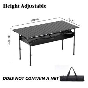 OKGO Outdoor Camping Portable Aluminum Alloy Folding Table Picnic Barbecue Lightweight Small Table With Storage Bag Adjustable Height With Mesh Pocket