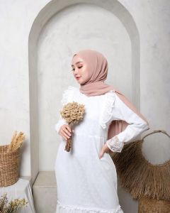 SYF07 Busana Muslim Wanita Dilwa Dress Putih