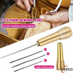 Seeko  Copper Handle Leather Sewing Awl Sewing Needle Awls for Leather Shoe Repair