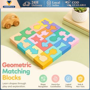 Shape Matching Kids Wooden Puzzles Assembled Building Blocks Educational Toys Logical Space Training