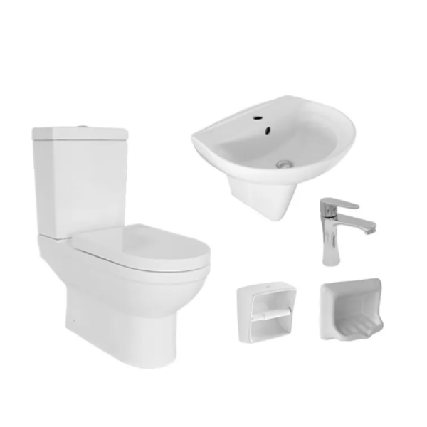 Attiva Package with toilet, lavatory, basin faucet, soap & tissue