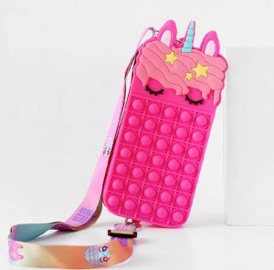 Pop It Unicorn Rainbow Wallet Cross Bag UKURAN BESAR Sling Shoulder Bag  BISA MUAT HP Tas Selempang anak anak Relieve Stress Fashion Handbag Children Women Press Bubble