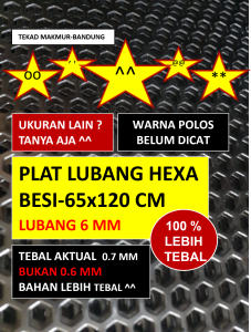 Plat Lubang - 65x120 - Hexa 6 mm - Plat Perforated - Plat Speaker - Ram Speaker - Grill Speaker - Plat Pintu Pagar