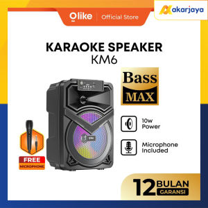 OLIKE KM6 Speaker Bluetooth 10W Bass Stereo 5 Jam Playing Time TWS RGB Karaoke Mic AUX TF USB