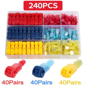 120/240PCS T-Tap Wire Connectors Splice Electrical Wire Terminals Insulated Male Spade Terminals
