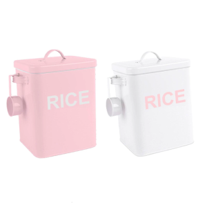 Metal Rice Container Sturdy Storage Bin for Kitchen Shelf Or Countertop Decorative Organizer Canister