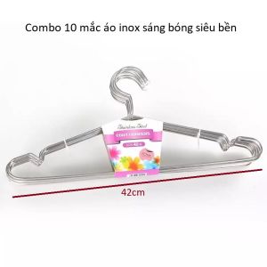Combo 10 Mắc Treo  Phơi Quần Áo Inox 304 Cực Sáng Bóng Rộng 42cm Gía Trị Vĩnh Viễn Hàng Nhập Khẩu.