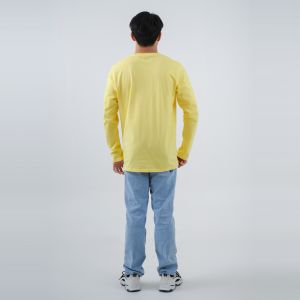 Kaos Polos Pria Oneck Lengan Panjang Bahan Katun Combed 30s Warna Pale Yellow