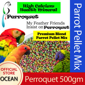 Perroquet Parrot Premium Feed 4mm Pellet Fruit Green Shell Honey Pollen Calcium Vitamin Mineral Probiotic Small Large Parrot Complete Diet Shiny Feather Natural Ingredients