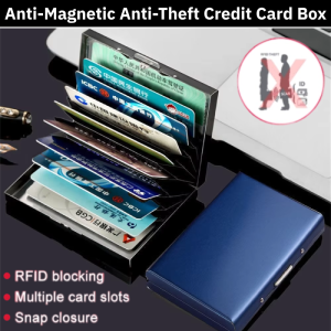 Stainless Steel Anti-Magnetic Anti-Theft Credit Card Box Mens Metal Wallet Card Holder RFID Blocking Protector Case Box