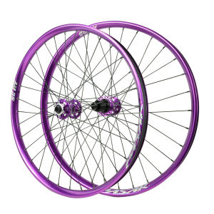 Set roda basikal AM off-road dengan thru-axle pelepasan cepat dua galas depan dan empat galas belakang 26 27.5 29 inci 35mm rim lebar ungu-hitam - HB08AM35（01）