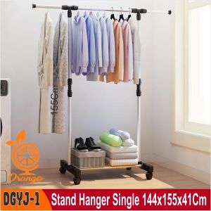 ORANGE Stand Hanger Double Gantungan Baju Gantungan Pakaian Serbaguna Rak Serbaguna Dengan 4 Roda