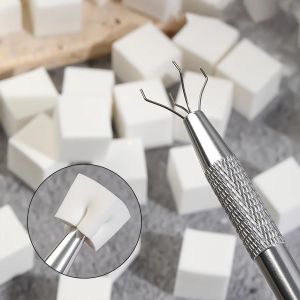 ZEEMIN 50Pcs Nail Art Sponges + Grabbing Pen Ombre Nail Art Kit Mini Square Soft Sponges for Gel Polish Glitter Gradient Manicure Tools