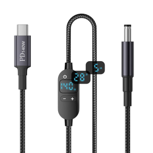 Durability PVC Coating DC5.5x2.1mm To USB C Charging Cord Featuring 5V/9V/12V/15V/20V/28V Adjustable Output Voltages