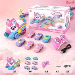 [SG Seller]Kids RC Dinosaur Truck Toy Bite & Swallow Mini Toy Cars Magnetic Remote Control Car with Sound Effects