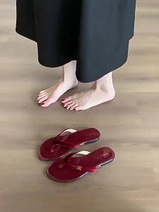 [Free Shipping] Soft Leather Version!Flat-Soled Flip-Flops For Women New Summer Style Sandals