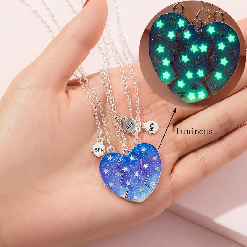 3pcs Matching Necklace For Best Friends Personalized Magnet Heart Pendant |  Fruugo KR