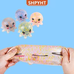 [COD] SHPYHT SPORTS Glowing Light Squid Vent Ball Squeeze Toys Bubble Octopus Ball Stress Toy
