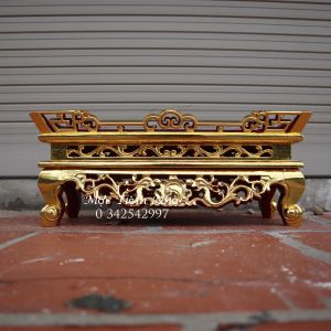 Mâm đài tế rồng song long thờ gia tiên gỗ hương dài 42cm