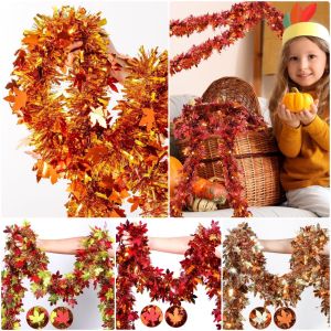 LUMINOU Versatile Autumn Ribbon Garland Shiny Multicolor Metallic Foil Ribbon Creative 2M Length Tinsel Glitter Ribbon Harvest Festival