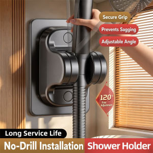 No-Drill Shower Head Holder 120° Adjustable Wall Mount Bracket Universal G1/2 Bidet Sprayer Stand Waterproof Heavy Duty