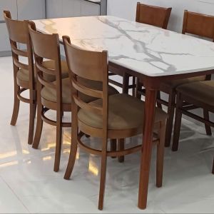 BỘ BÀN ĂN 6 GHẾ GỔ CAO SU.