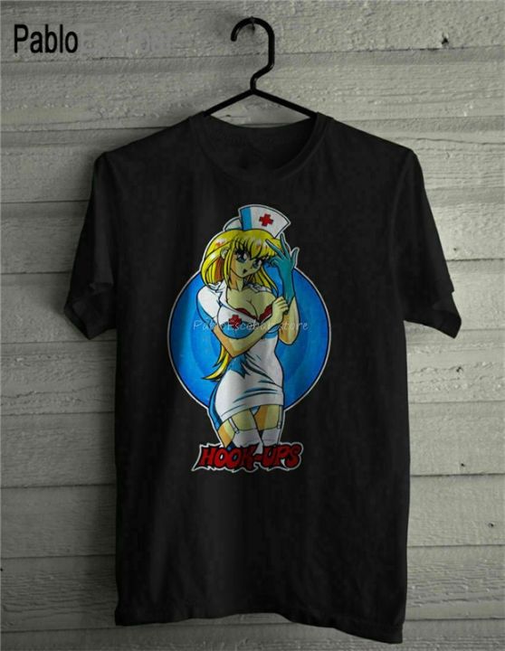Neu Vintage Hook Ups Nurse Anime Skateboard Logo T-Shirt S-3Xl New
