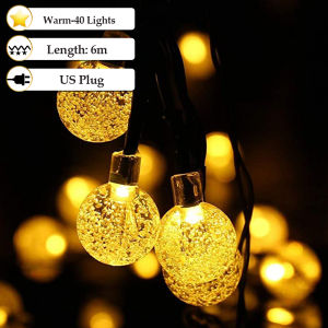 Globe String Lights Battery Operated& US plug Water Proof 4.9ft 10 LED / 10ft 20 LED / 20ft 40 LED Crystal Ball String Lights  Indoor Outdoor LED Fairy Lights for Home Christmas Party Patio (Warm White / colorful)
