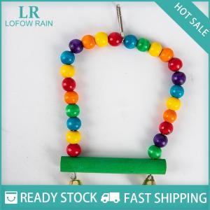 LF Wholesale✨Flash Sale ✨ Natural Wooden Parrots Swing Toy Birds Perch Hanging Swings Cage Colorful Beads
