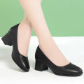 Korean Style Mid-Heel Block heels shoes for women Non-Slip Office Heels for women. 