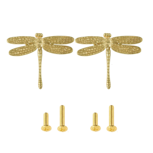 ทองเหลืองแมลงปอมือจับประตูตู้ทนทานแบบย้อนยุคสำหรับลิ้นชักและประตู2แพ็ค