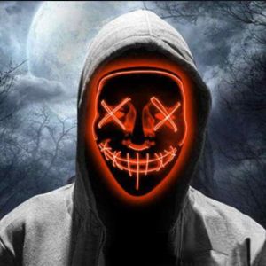 LED Halloween Party Mask Neon Scary Light Bright Spooky Glowing In Dark Horror Cosplay
