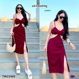 S22489  เดรส สายเดี่ยว เว้าเอว