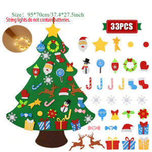 DIY Felt Christmas Tree Wall Hanging Artificial Xmas Tree with Santa Claus Snowflakes Ornament NewYear Supplies Gift