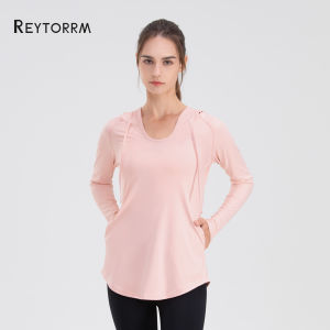 Reytorrm Hoodie Olahraga Wanita Baju Gym Kaos Wanita Lengan Panjang(WT001)