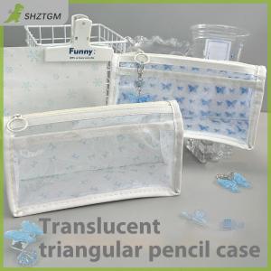 【SHZTGM】 กระเป๋าใส่ปากกาสองชั้นพิมพ์ลายดอกไม้ผีเสื้อสีฟ้ากันน้ำความจุขนาดใหญ่อุปกรณ์เครื่องเขียนสำหรับโรงเรียน