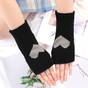 Women Knitted Half Finger Gloves Warm Soft Winter Mittens for Girl Sleeves Lolita Style Goth Fingerless Gloves