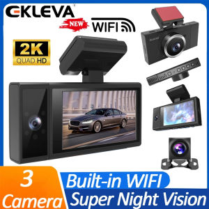 EKLEVA 3 Channel Dash Cam for Cars Camera WiFi Video Recorder Black Box and 2K+1080P Front Inside Rear Three Way DVR car assecories