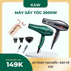 Máy sấy tóc công suất lớn máy sấy tóc 2 chiều KAW công suất 2000w làm khô nhanh dễ dàng tạo kiểu tích hợp công nghệ bảo vệ tóc TẶNG KÈM PHỤ KIỆN