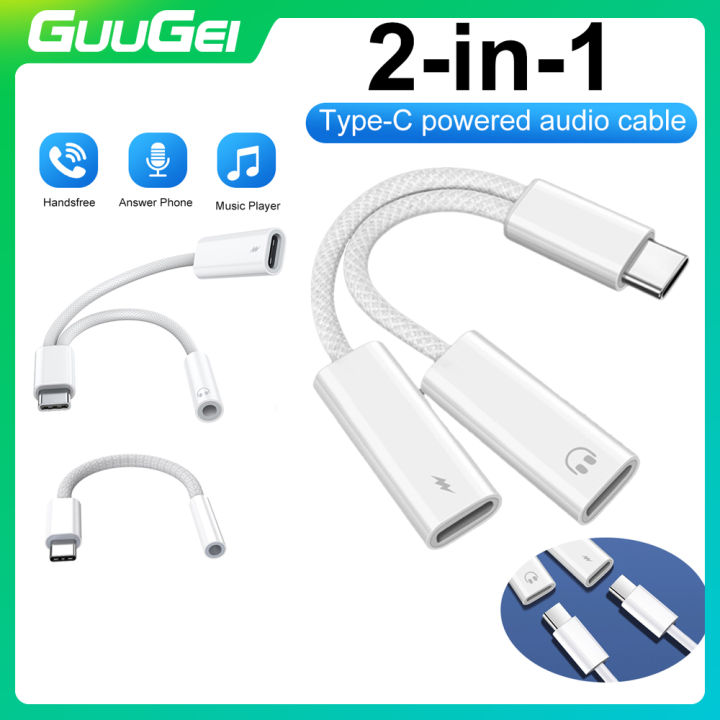 GUUGEI IN USB C Splitter to Dual Type USB C Headphone Jack Audio  Adapter PD 60W Fast Charger for Samsung iPhone 15 16 Xiaomi Lazada PH