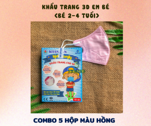 Khẩu trang cho bé khánh an 3D hộp 10 cái  mask kid family khánh an cho bé 1 - 4 tuổi che kín mặt chống nắng chống bụi