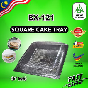 BX-121 6 Inch Square Cake Tray (10pcs) Disposable Plastic Cake Box with Lid Clear Food Container Bakery Packaging