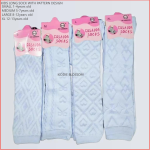 3/6 Pairs Long High Pattern Socks for Girls Student White Base Colored Bottom 4-12 Years Old Kids Fashion Socks
