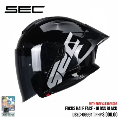 SEC Focus Half Face Helmet for Motorcycle | Gloss/Matte | M-XL