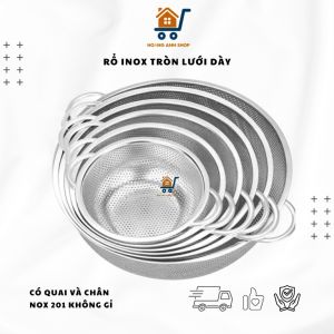 Rổ Inox Tròn Lưới Dày Có Quai và Chân – Rổ Vo Gạo Đựng Rau Thực Phẩm Inox 201 Không Gỉ 3 Size