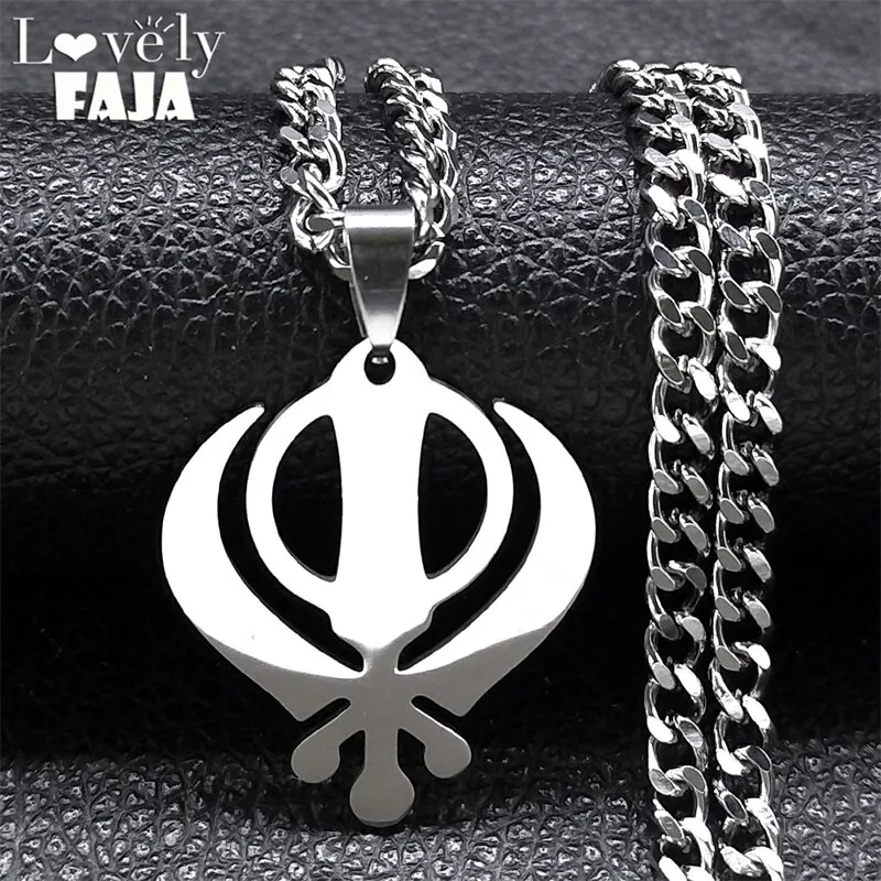 Khanda Sikhism Sikh Symbol Religious Necklace Pendant Women