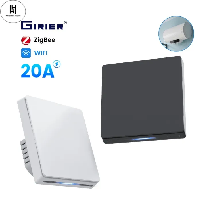 WH GIRIER Tuya Smart Water Heater Switch ZigBee/WiFi 20A Push Button Switch for AC/Fan Neutral Wire Required Works Alexa Hey Google