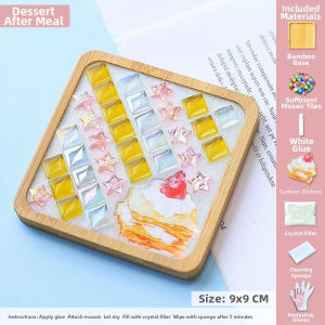 SG EmmAmy® DIY Wooden Cup Pad Glass Mosaic Tiles for Crafts Mixed Color Mosaic Kids Diy Kits