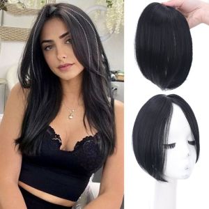 BAIXL All-Match Blonde Black Brown Natural Women Hair Accessories Invisible Hair Extensions Fake 3D Eight-character Bangs High Temperature Wigs Middle-part Bangs Synthetic Hairpiece